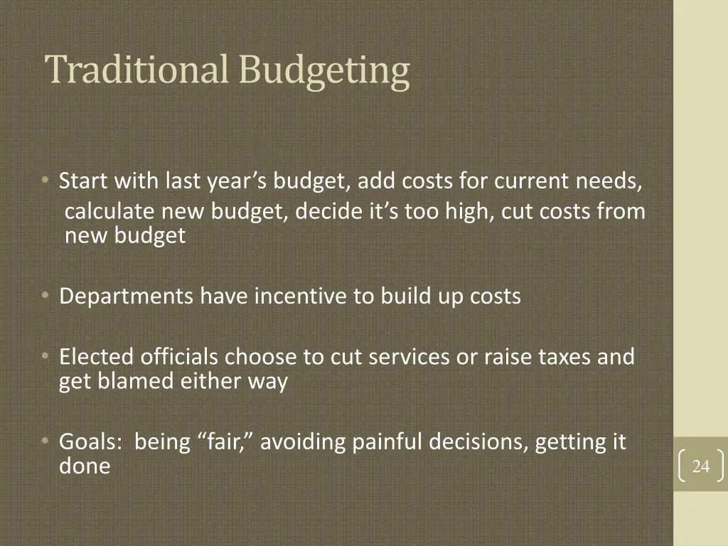 traditional budgeting