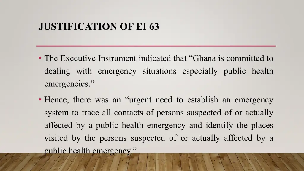 justification of ei 63