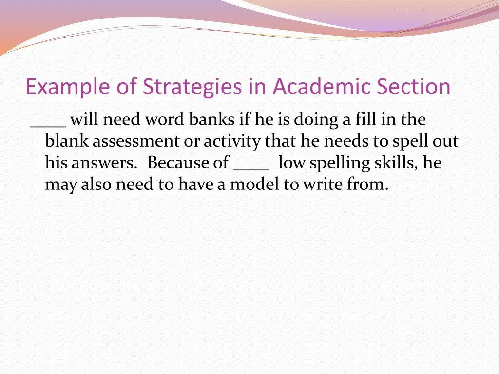 example of strategies in academic section