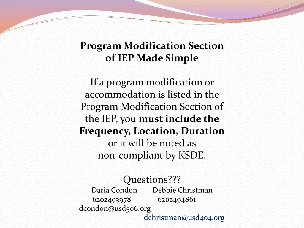 program modification section of iep made simple