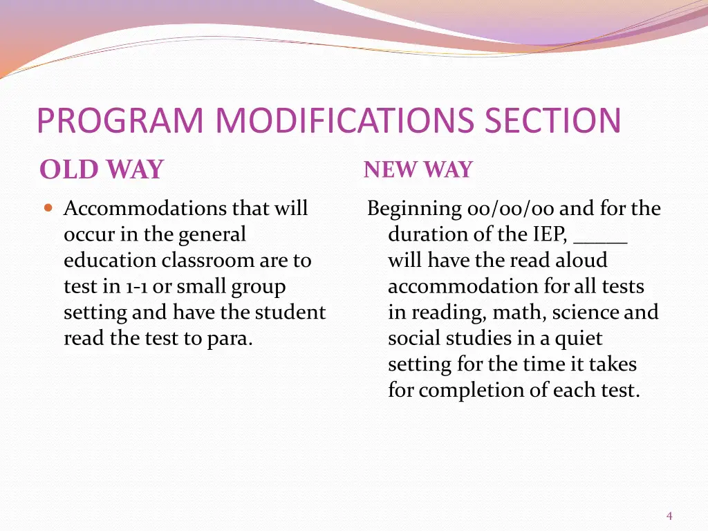 program modifications section 1