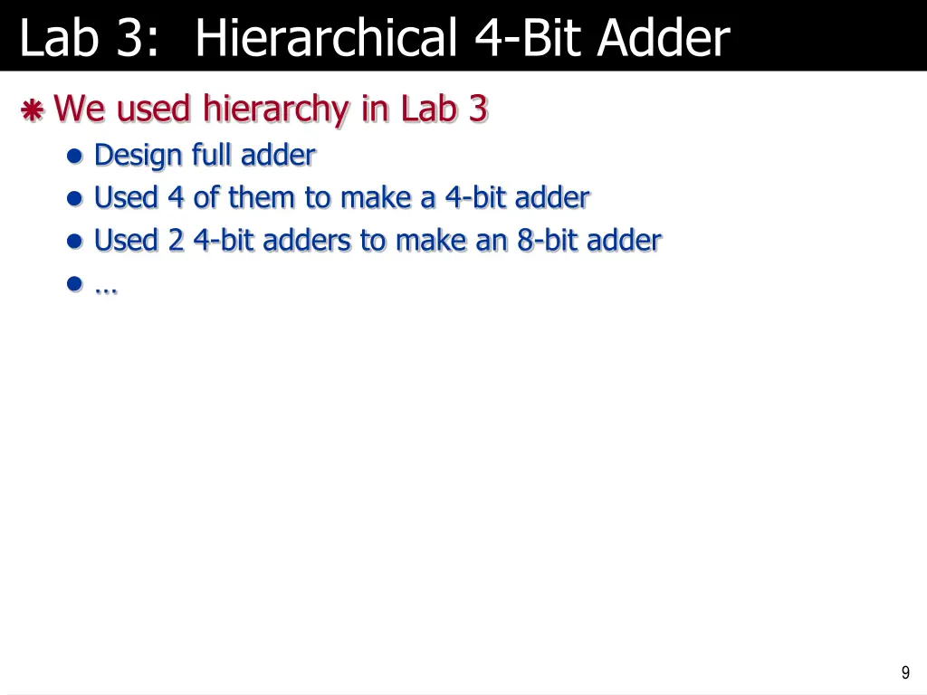 lab 3 hierarchical 4 bit adder