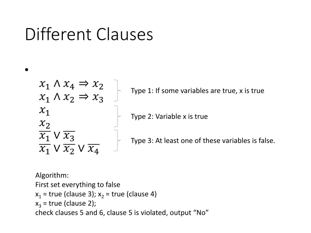different clauses