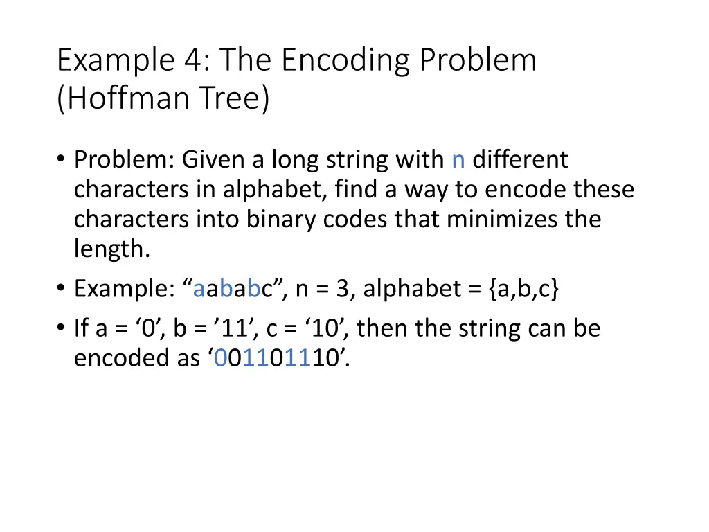 example 4 the encoding problem hoffman tree