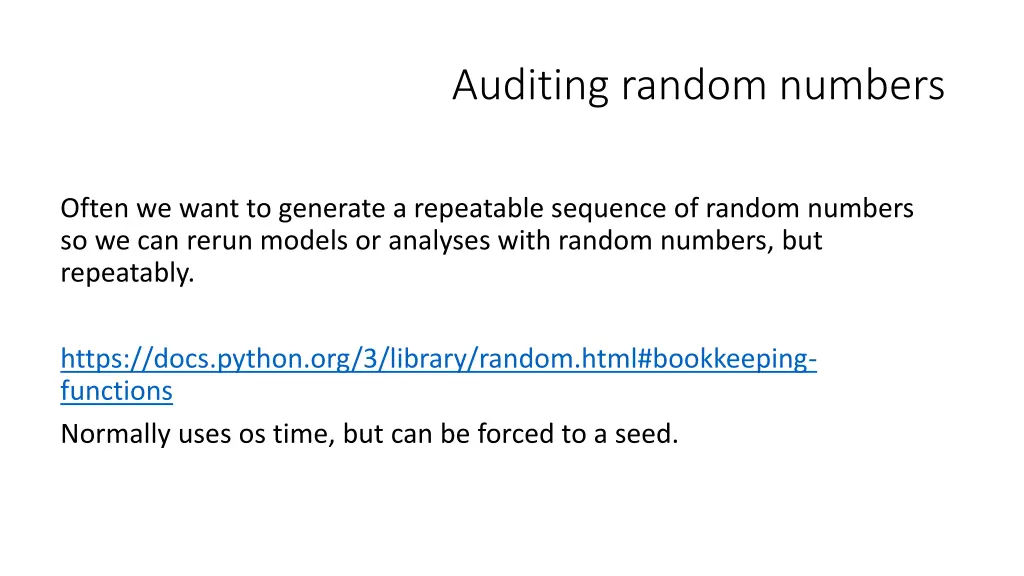 auditing random numbers