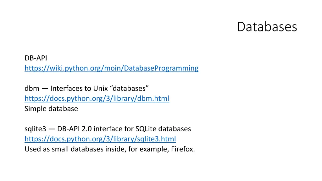 databases