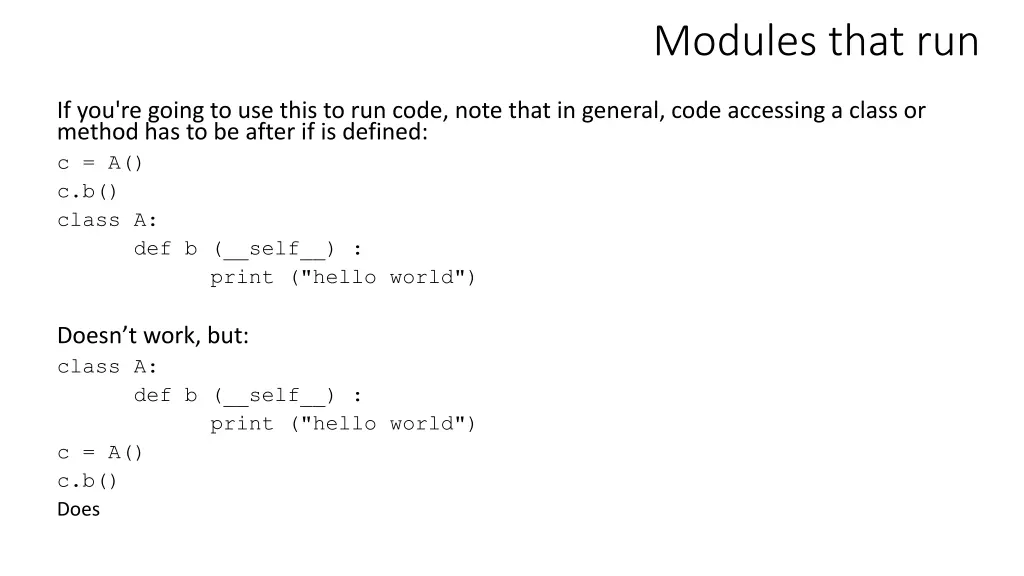 modules that run