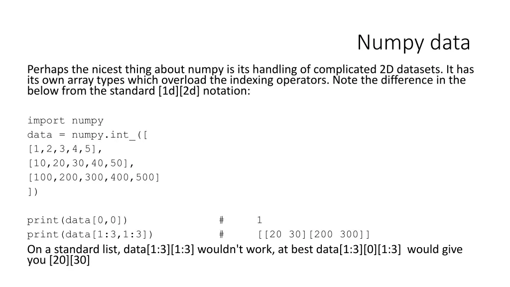 numpy data