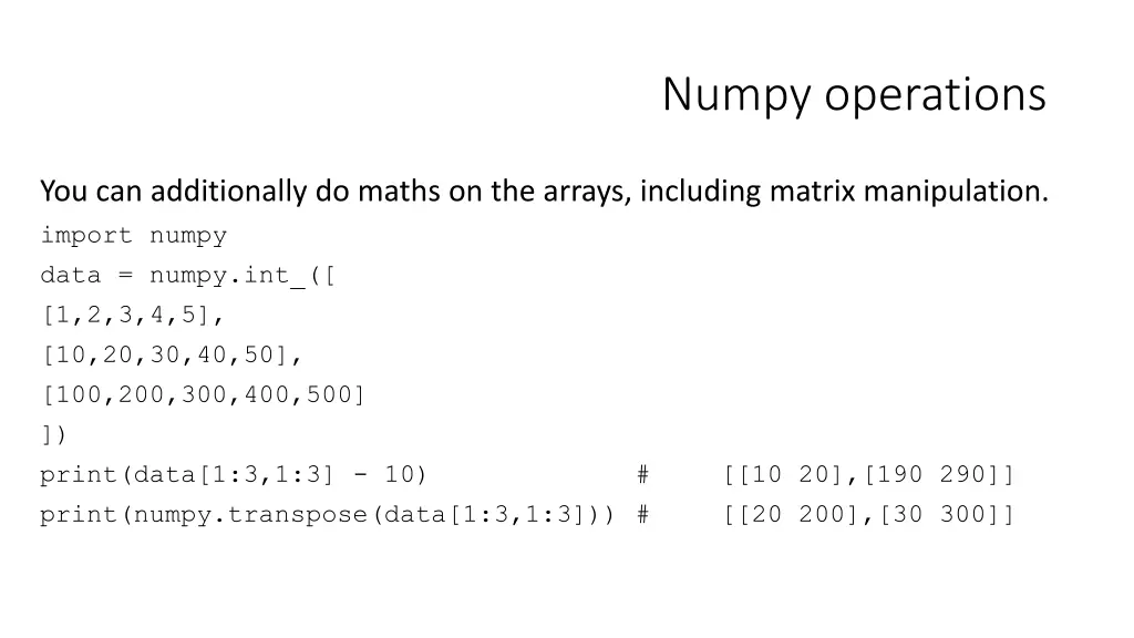 numpy operations
