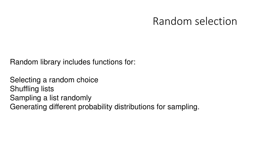 random selection