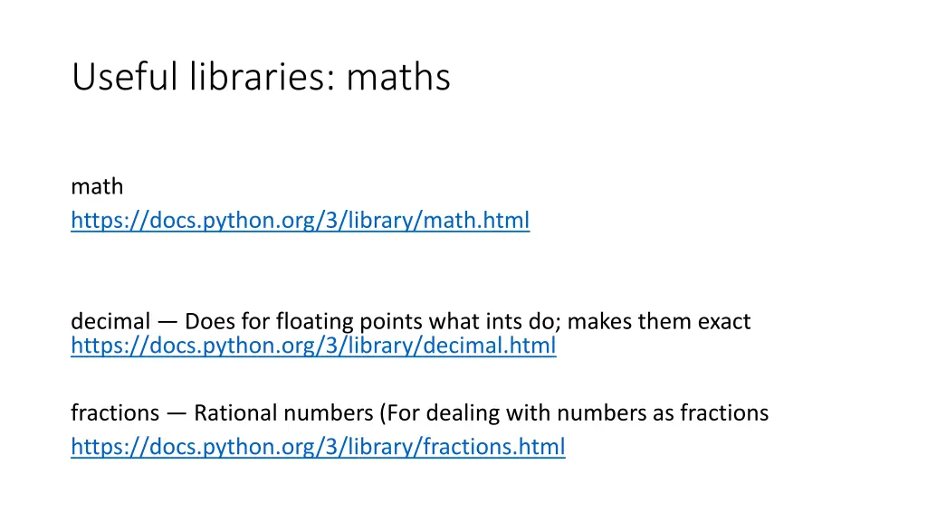 useful libraries maths