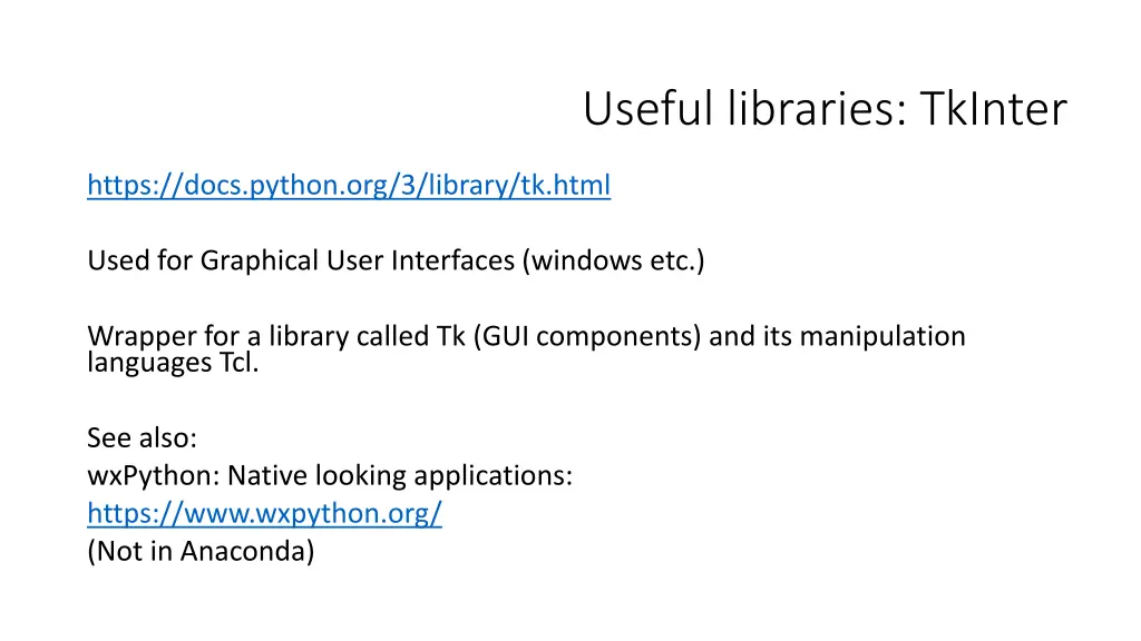 useful libraries tkinter