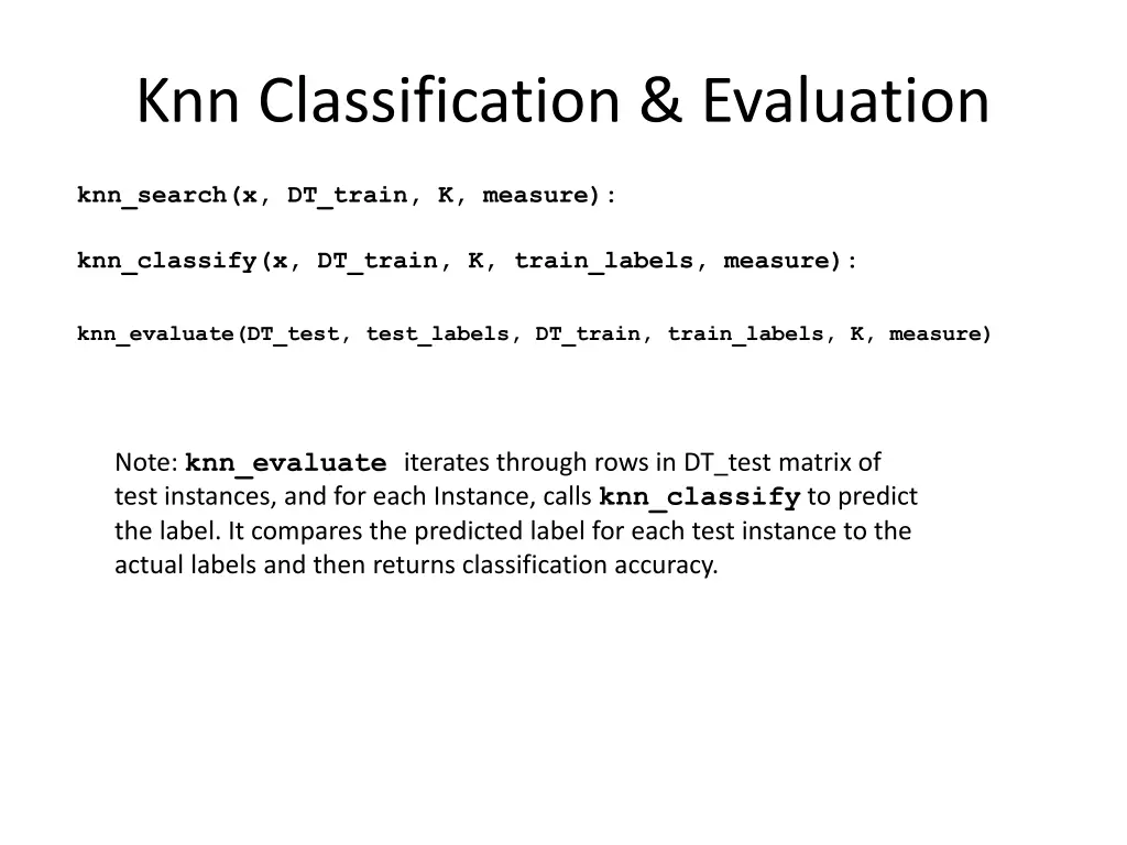 knn classification evaluation