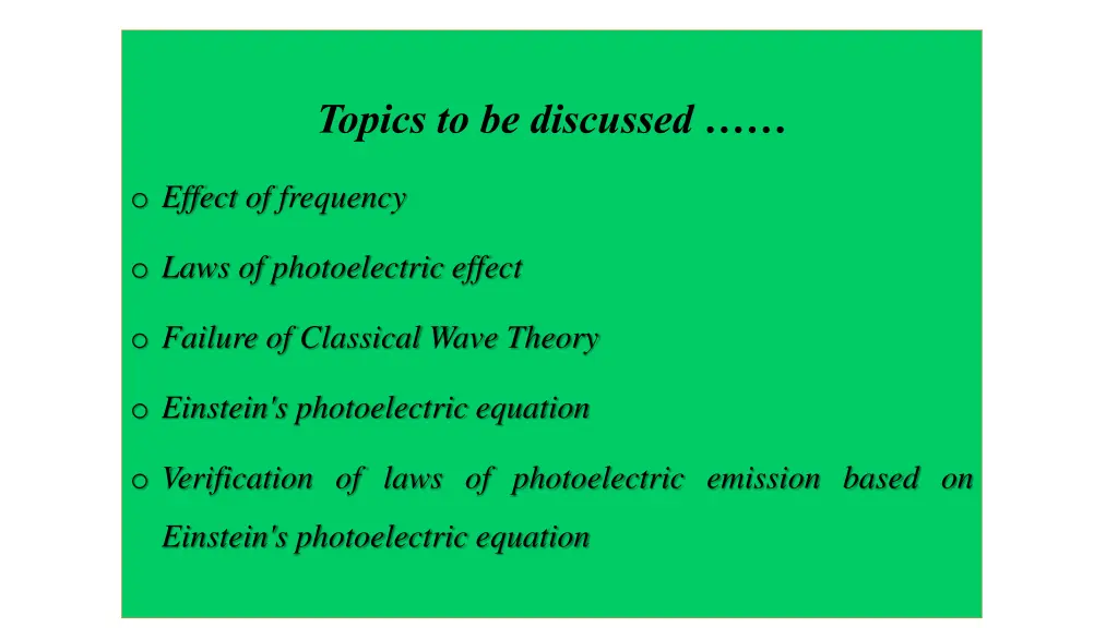 topics to be discussed