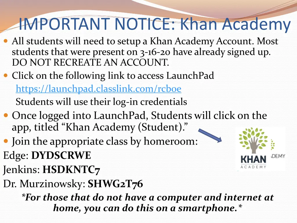important notice khan academy all students will