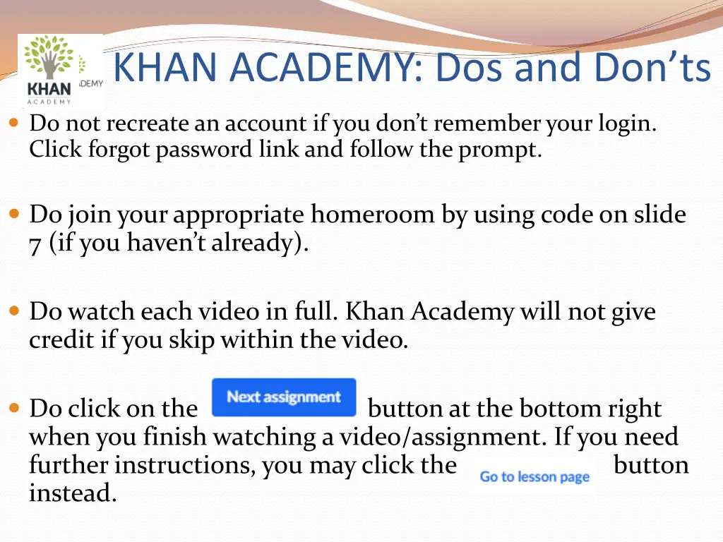 khan academy dos and don ts