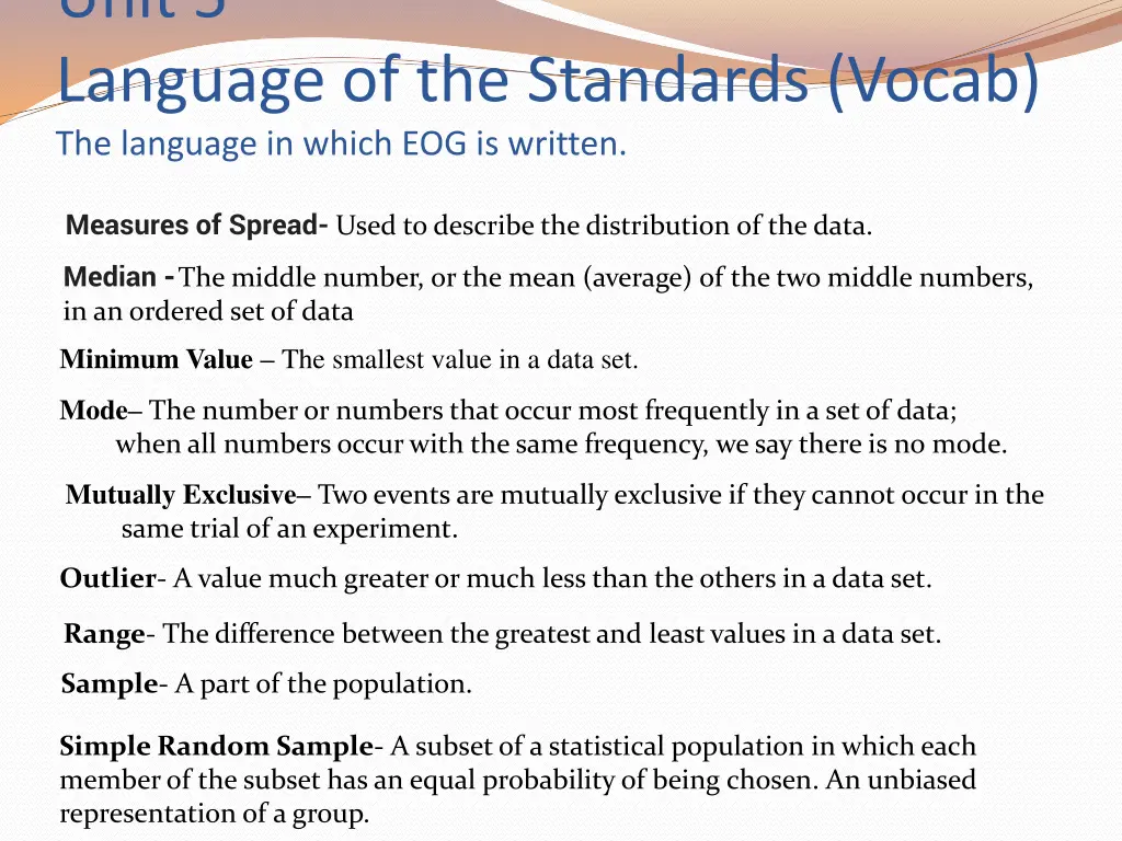 unit 5 language of the standards vocab 1