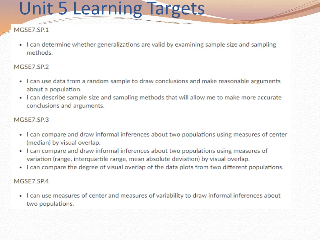 unit 5 learning targets