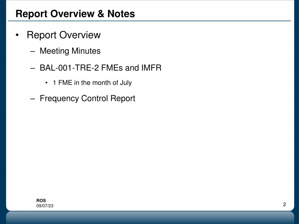 report overview notes
