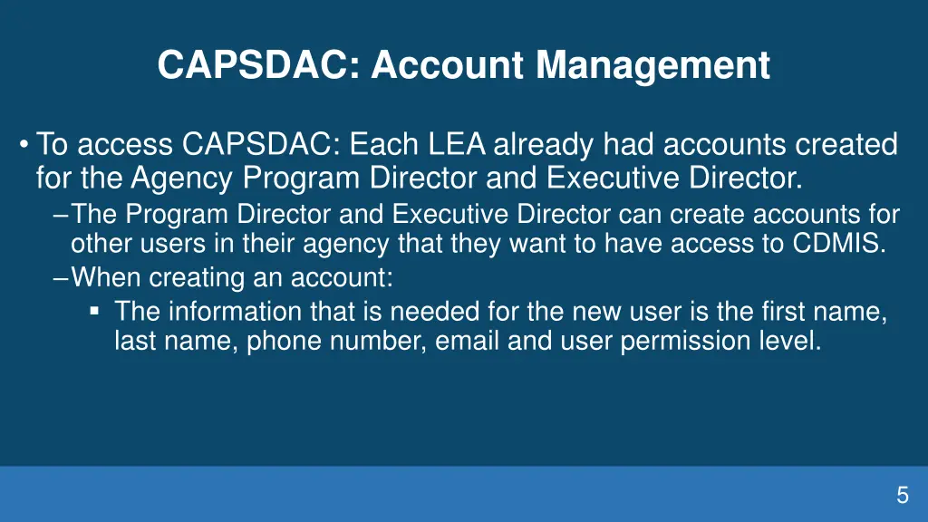 capsdac account management