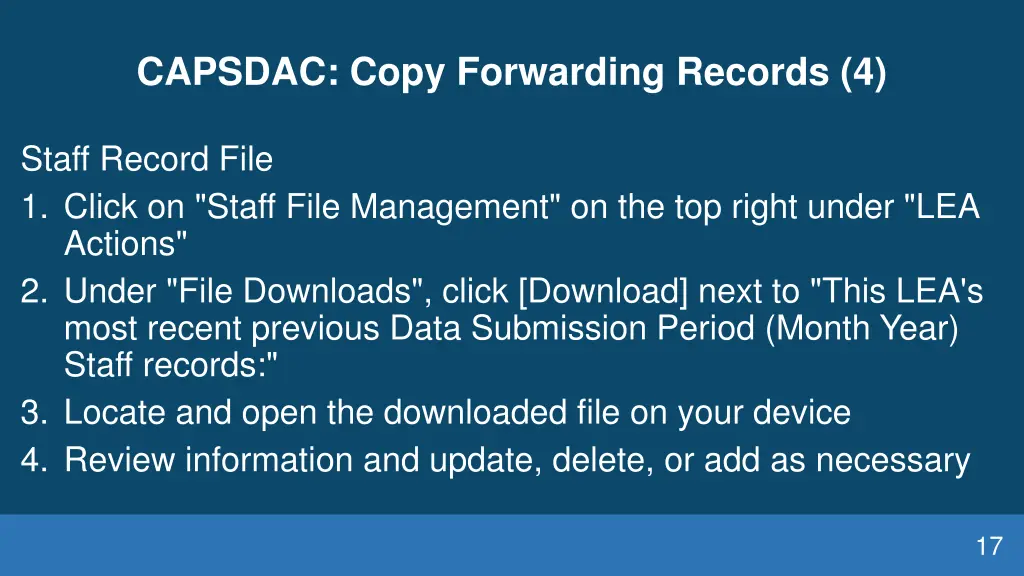capsdac copy forwarding records 4