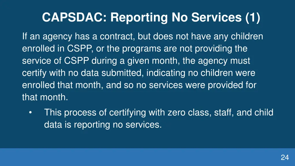 capsdac reporting no services 1