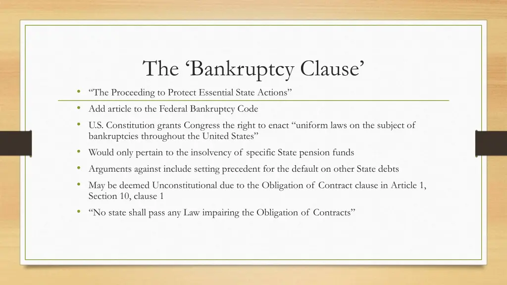 the bankruptcy clause the proceeding to protect