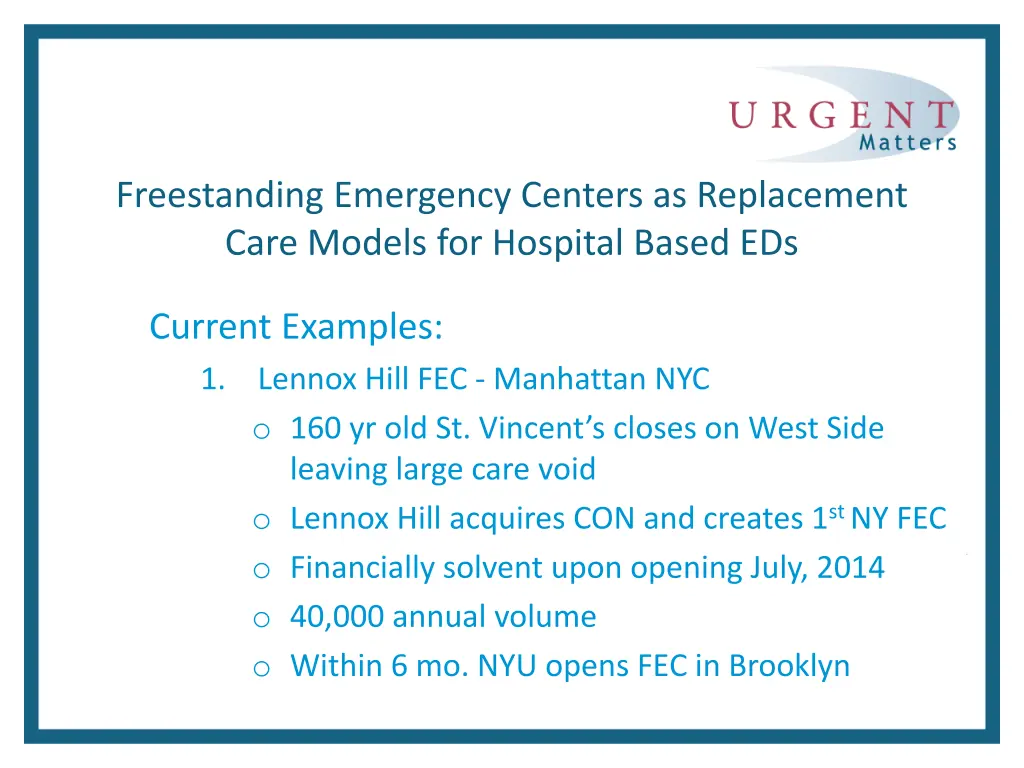 freestanding emergency centers as replacement 5