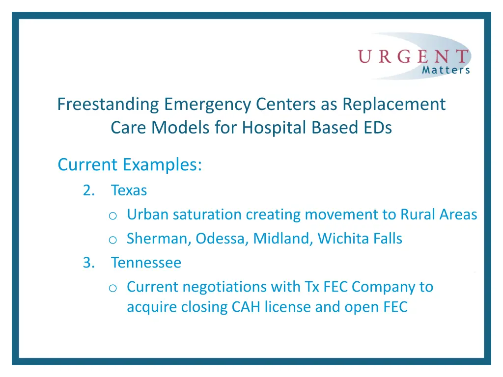 freestanding emergency centers as replacement 6