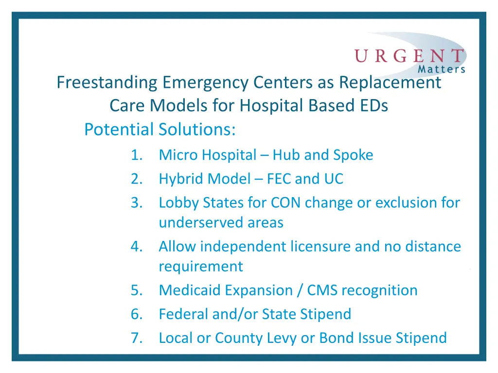 freestanding emergency centers as replacement