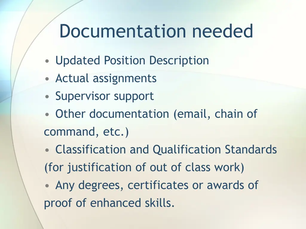documentation needed