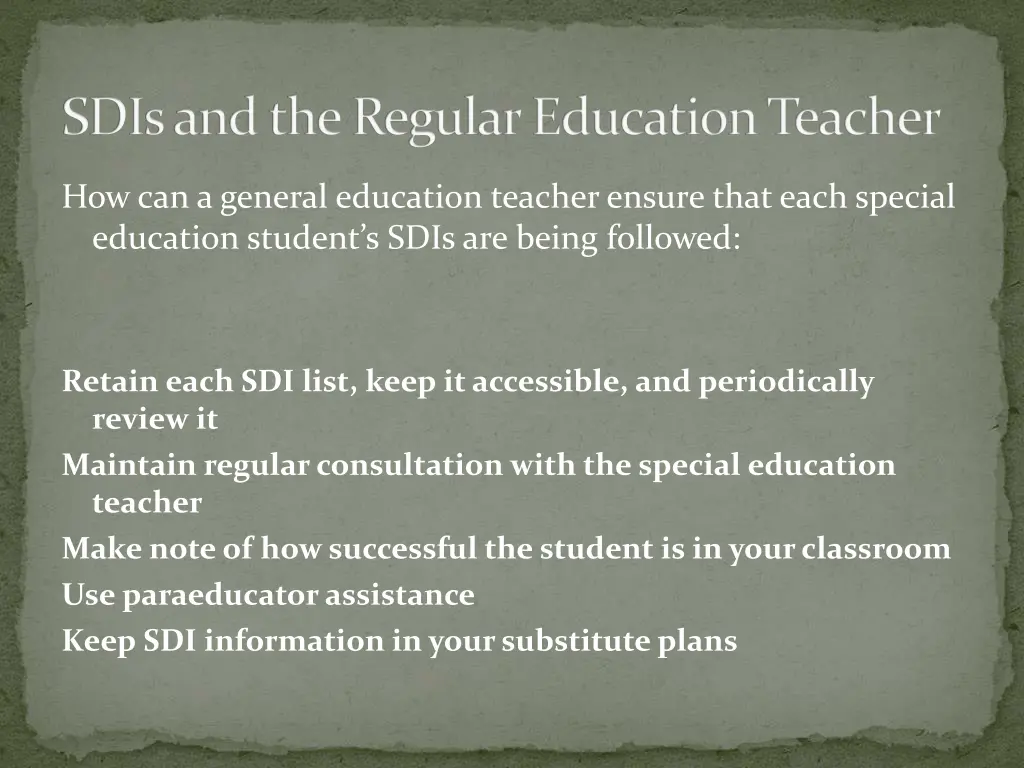 sdis and the regular education teacher 2