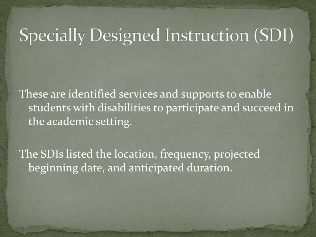 specially designed instruction sdi 1