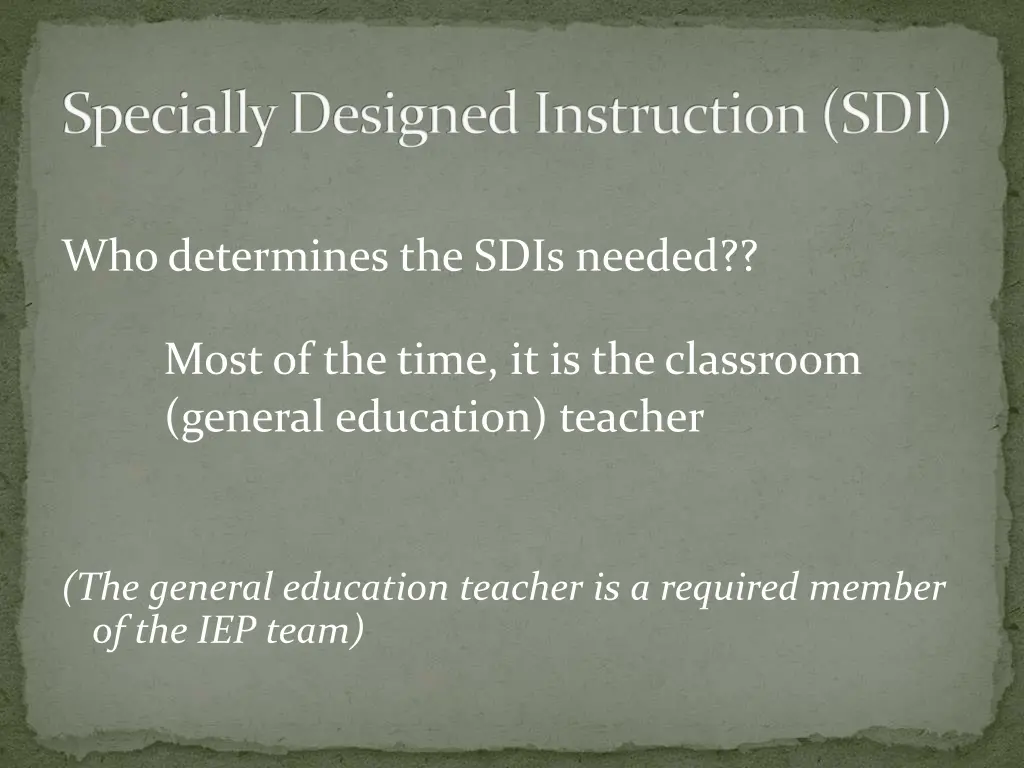 specially designed instruction sdi 2