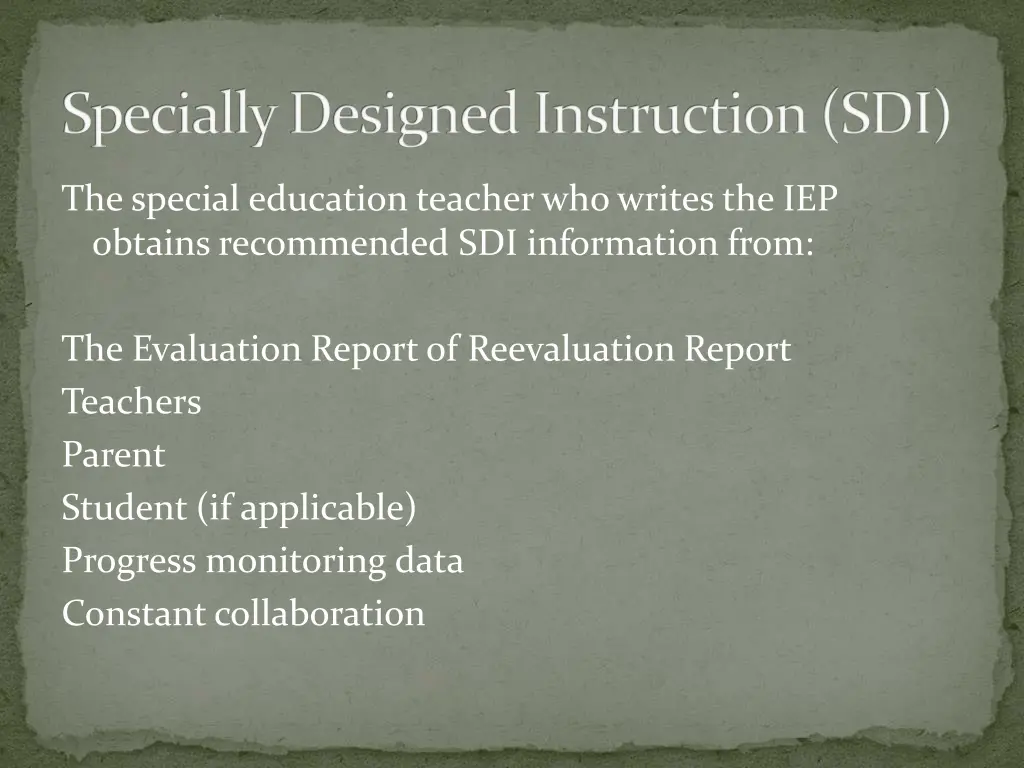 specially designed instruction sdi 3