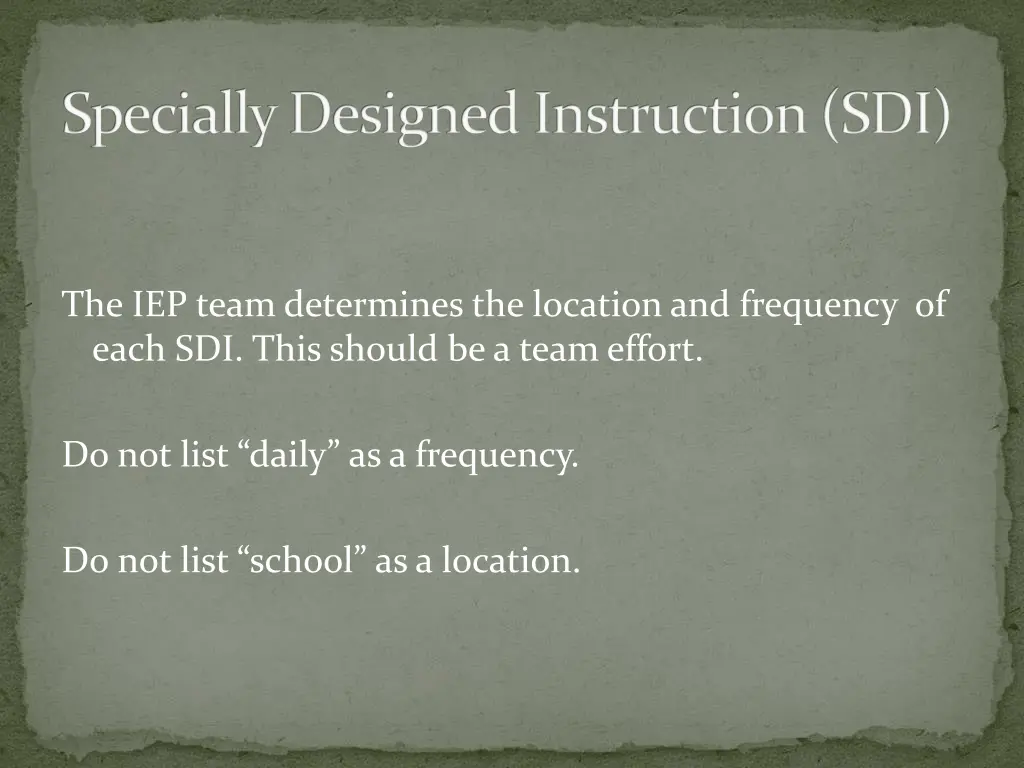 specially designed instruction sdi 4