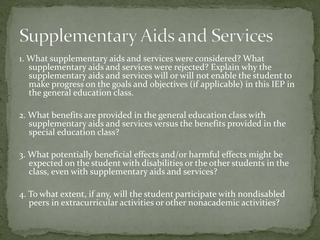 supplementary aids and services