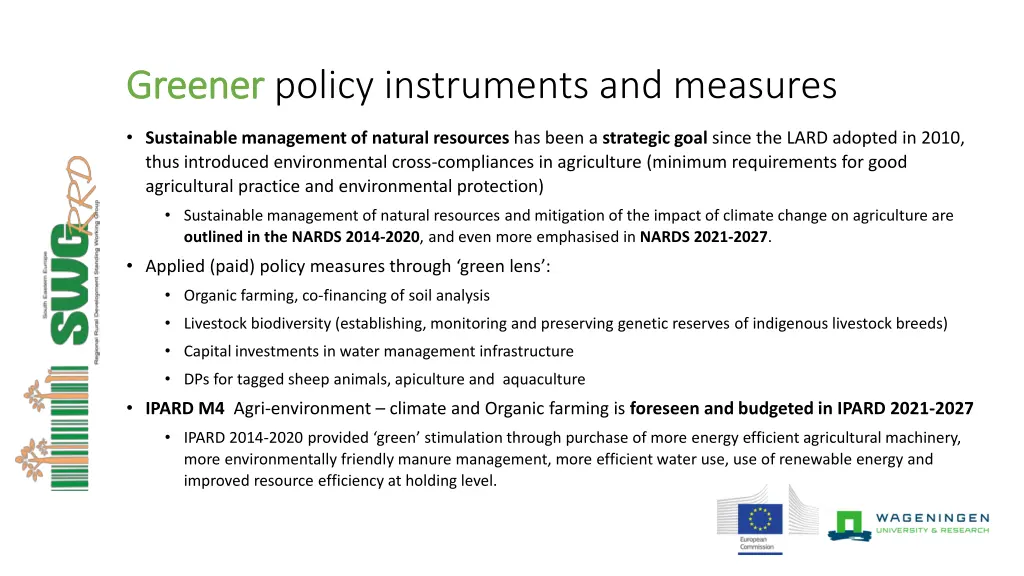 greener greener policy instruments and measures