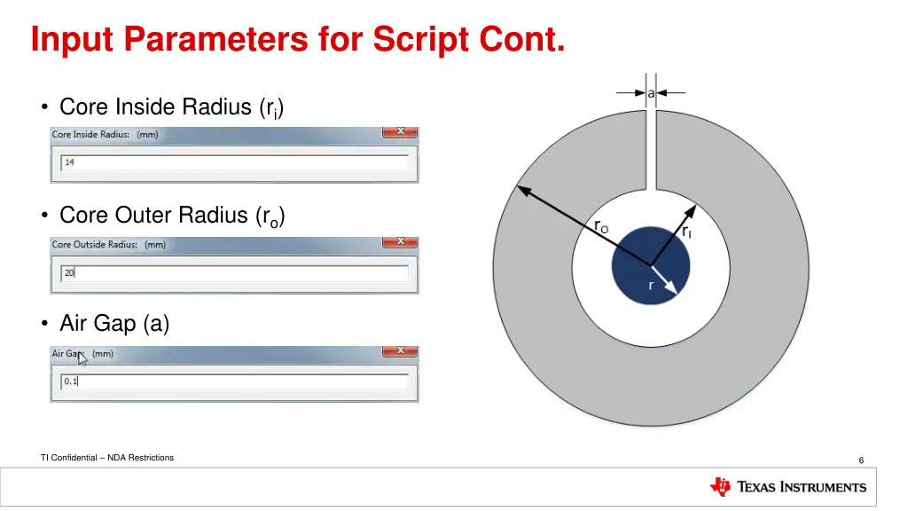 input parameters for script cont