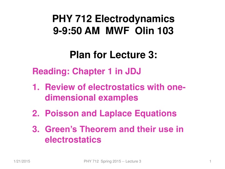 phy 712 electrodynamics 9 9 50 am mwf olin 103