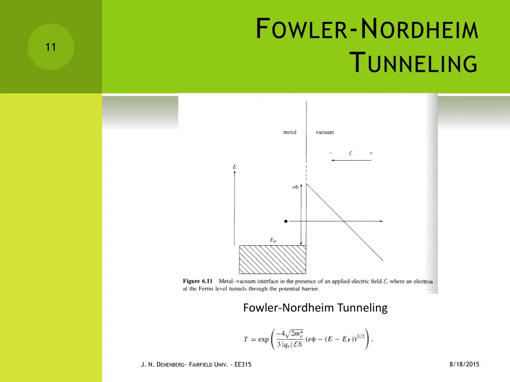 f owler n ordheim t unneling