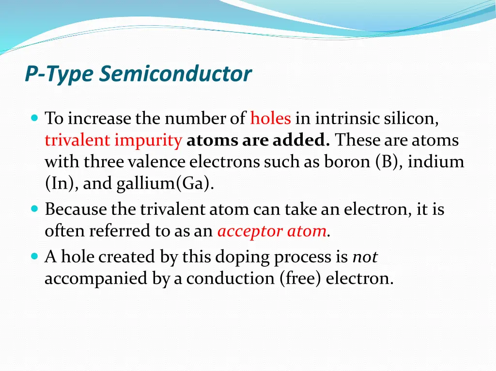 p type semiconductor
