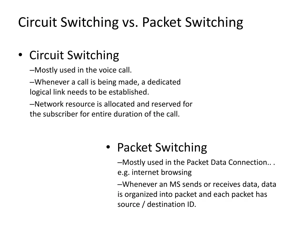 circuit switching vs packet switching