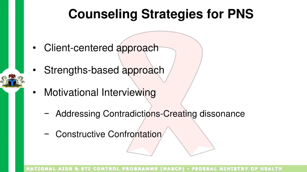 counseling strategies for pns