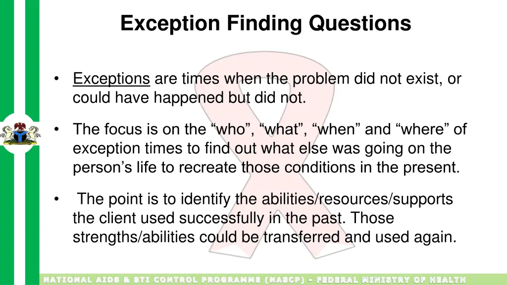exception finding questions