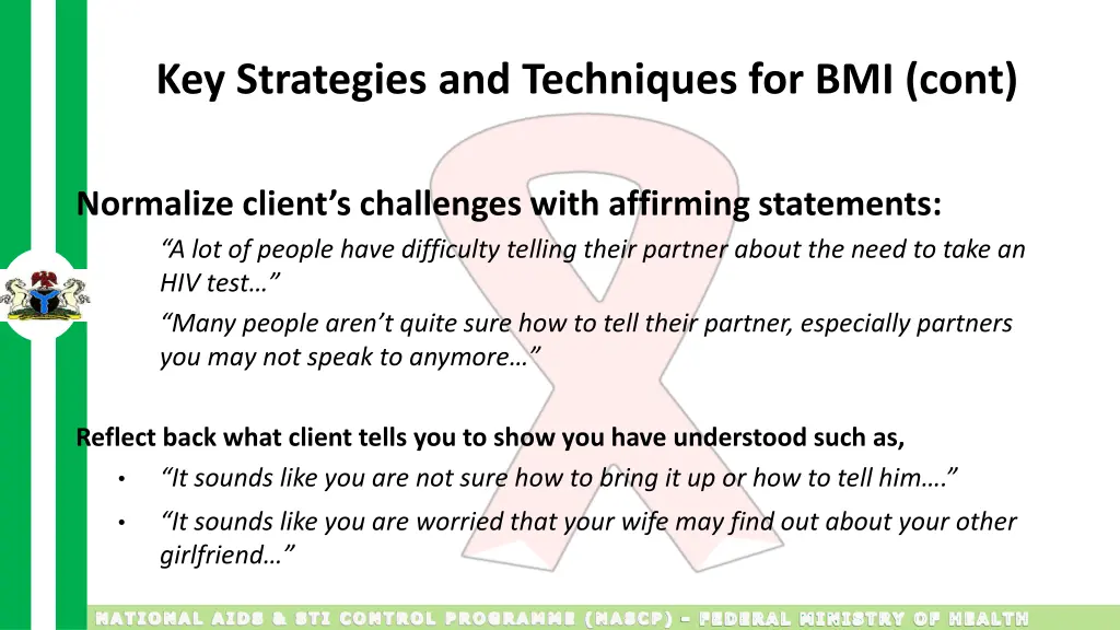 key strategies and techniques for bmi cont 1