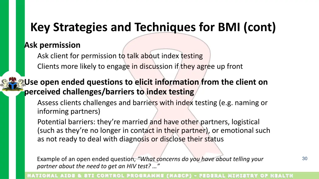 key strategies and techniques for bmi cont