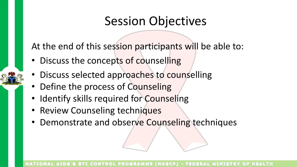 session objectives