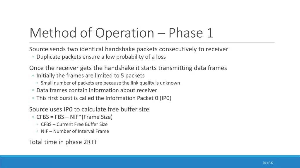 method of operation phase 1