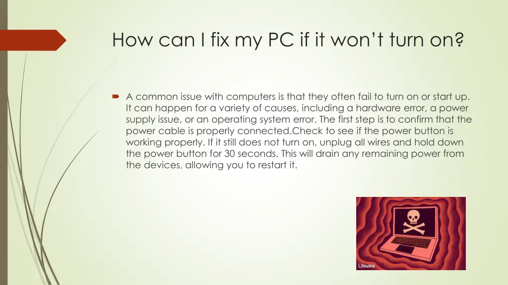 how can i fix my pc if it won t turn on